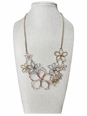 Floral Statement Necklace Multicolor Metal